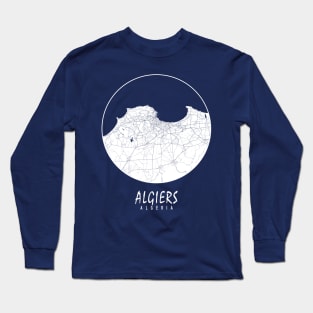 Algiers, Algeria City Map - Full Moon Long Sleeve T-Shirt